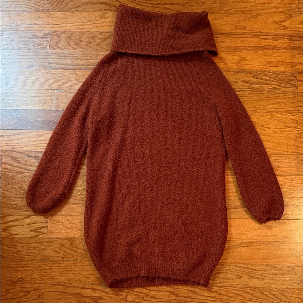 Fashion Nova Brown/Orange Turtleneck Sweater Dress